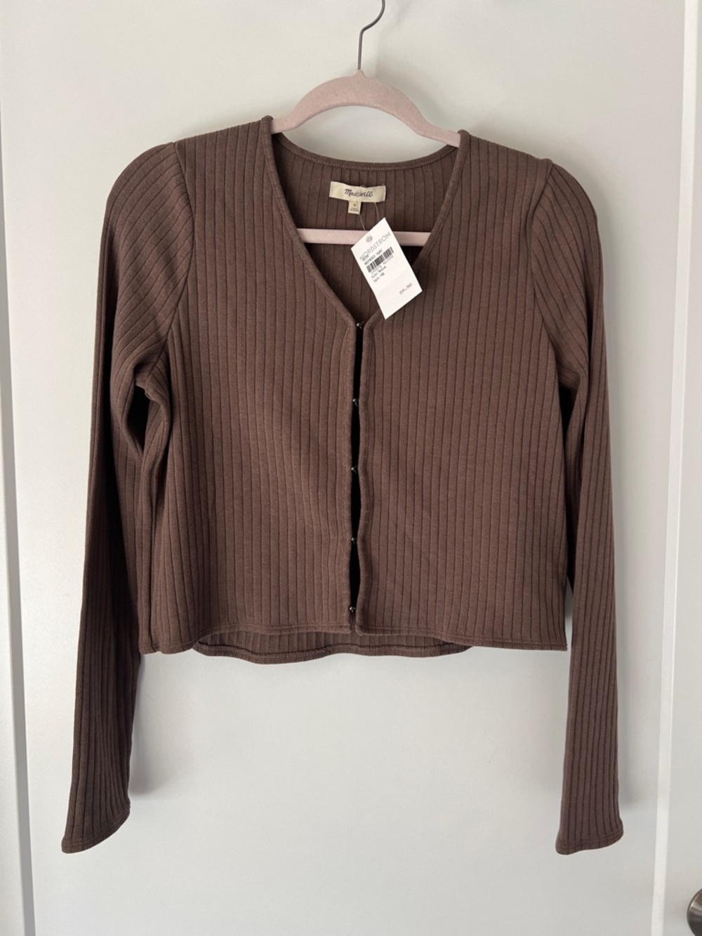 Madewell Chocolate Ribbed Button-Front Cardigan - NWT!!!